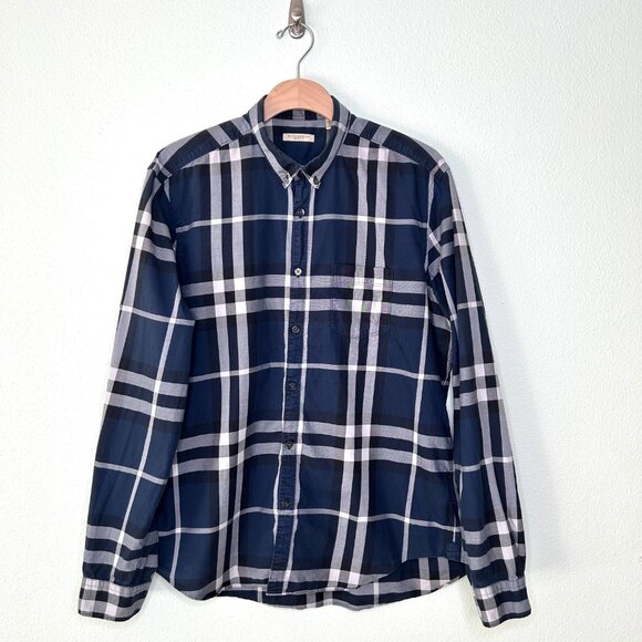 Burberry Brit Check Print Button Down Shirt in Ink Blue Size XL - Picture 10 of 10